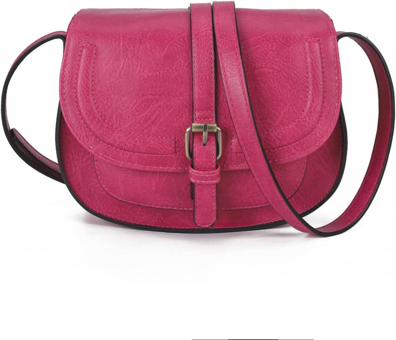 AFKOMST Crossbody Bags for Women,Small Saddle Purse and Boho Cross Body Handbags,Vegan Leather - Image 1